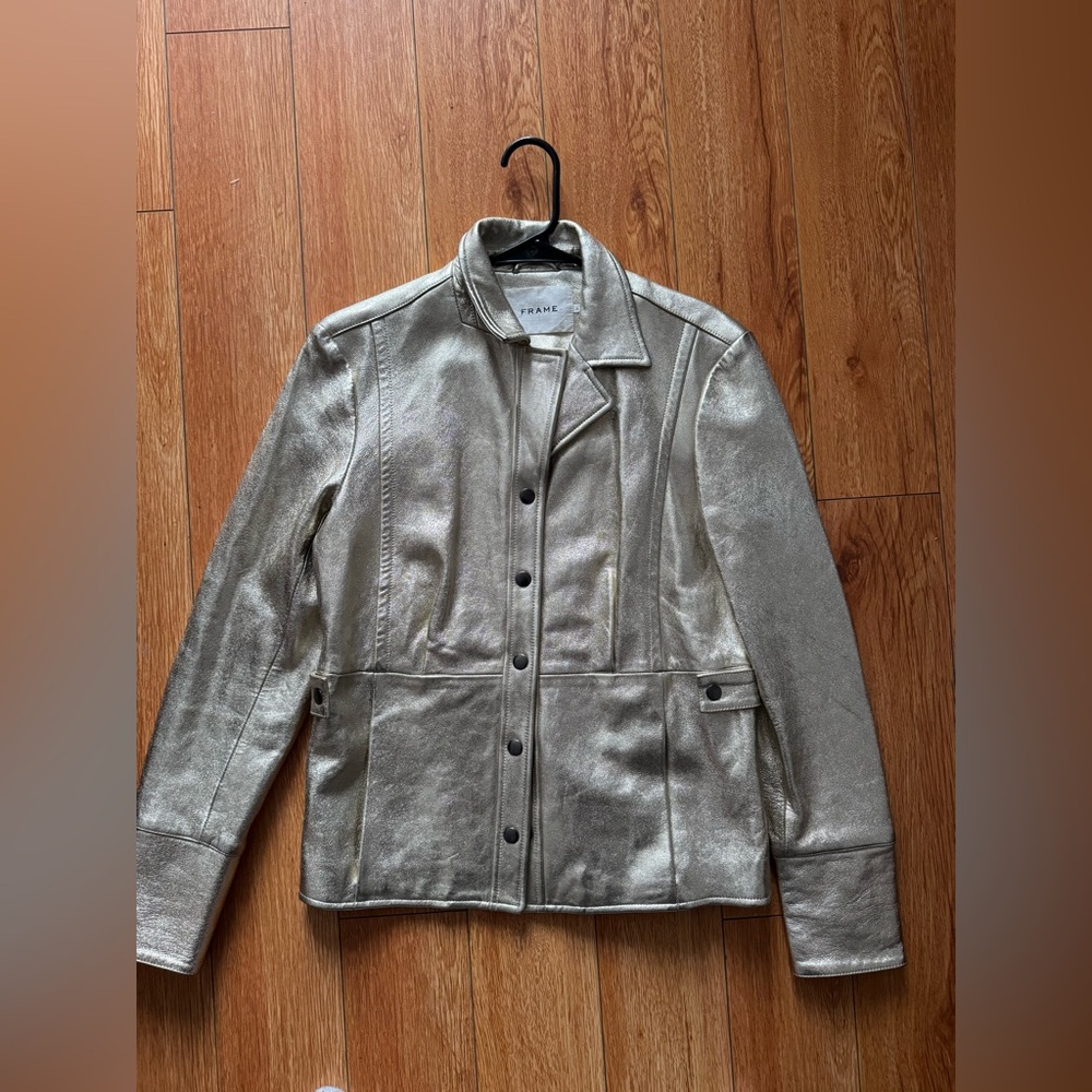 FRAME leather metallic jacket